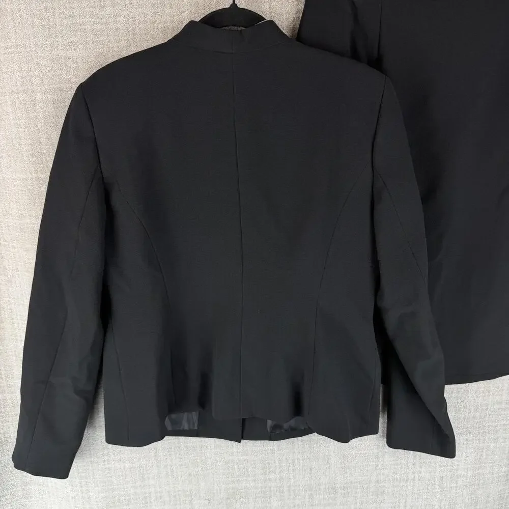 Isabella Suits Skirt Suit Womens 10 Black 2 Piece Lined Crepe Slim Tailored